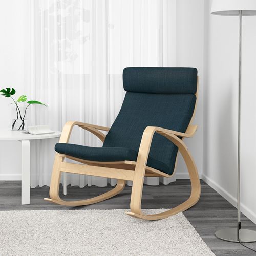 IKEA - POANG, rocking-chair, hillared dark blue-birch