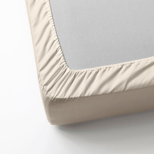 IKEA - DVALA, fitted sheet, beige, 80x200 cm