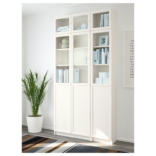 IKEA - BILLY, bookcase with glass/panel doors, white, 120x30x237 cm