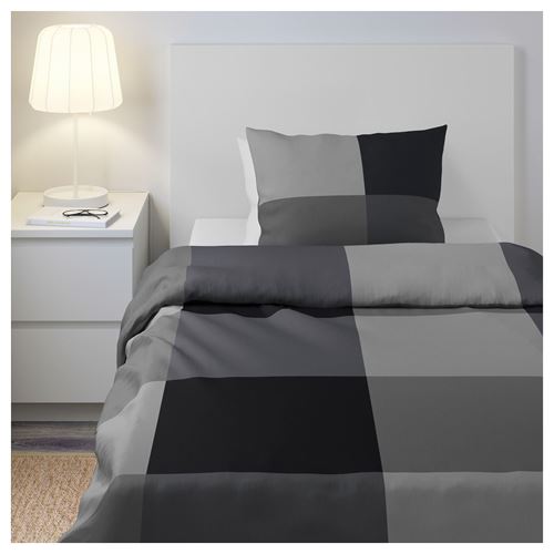 IKEA - BRUNKRISSLA, single duvet cover sets, black, 150x200/50x60 cm