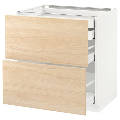 IKEA - METOD/MAXIMERA, base cabinet with drawers, ASKERSUND light ash effect, 80x60 cm