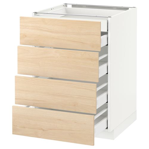 IKEA - METOD/MAXIMERA, base cabinet with drawers, ASKERSUND light ash effect, 60x60 cm