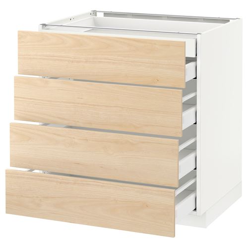 IKEA - METOD/MAXIMERA, base cabinet with drawers, ASKERSUND light ash effect, 80x60 cm