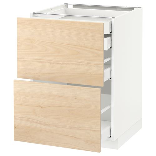 IKEA - METOD/MAXIMERA, base cabinet with drawers, ASKERSUND light ash effect, 60x60 cm