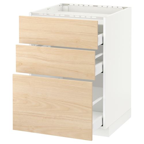 IKEA - METOD/MAXIMERA, cabinet for hob, ASKERSUND light ash effect, 60x60 cm