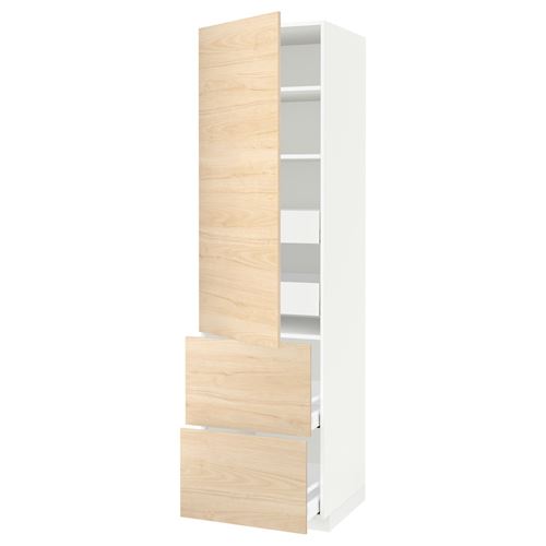 IKEA - METOD/MAXIMERA, kitchen high cabinet, ASKERSUND light ash effect, 60x60x220 cm