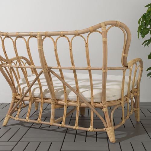 IKEA - MASTHOLMEN, 2'li bahçe kanepesi, rattan, 118x67x80 cm