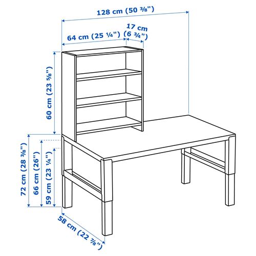 IKEA - PAHL, çocuk çalışma masası, beyaz-pembe, 128x58 cm