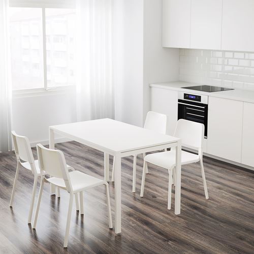 IKEA - MELLTORP/TEODORES, kitchen table set, white, 4 chairs