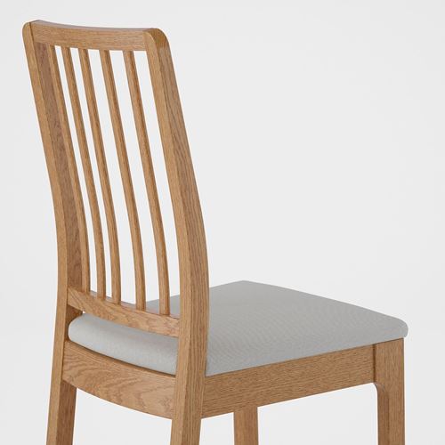 IKEA - EKEDALEN, upholstered wooden chair, oak/Orrsta light grey