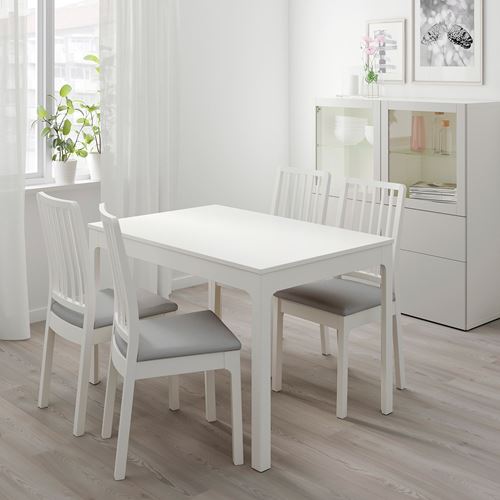 IKEA - EKEDALEN, yemek masası takımı, beyaz-Orrsta açık gri, 4 sandalyeli