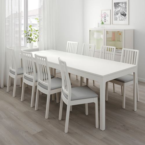 IKEA - EKEDALEN, extendable dining table, white, seats 6-8