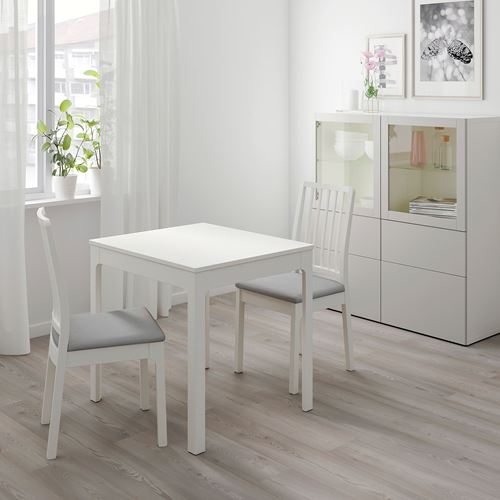 IKEA - EKEDALEN, kitchen table set, white/Orrsta light grey, 2 chairs