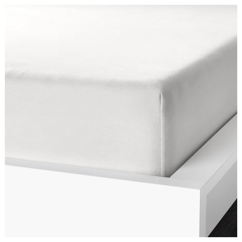 IKEA - NORDRUTA, fitted sheet, white, 90x200 cm