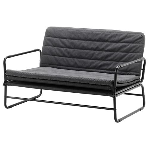 IKEA - HAMMARN, 2-seat sofa-bed, Knisa dark grey/black