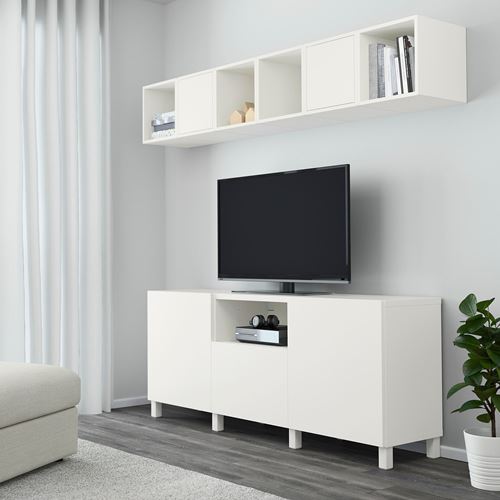 IKEA - BESTA/EKET, tv storage unit, white, 210x40x220 cm