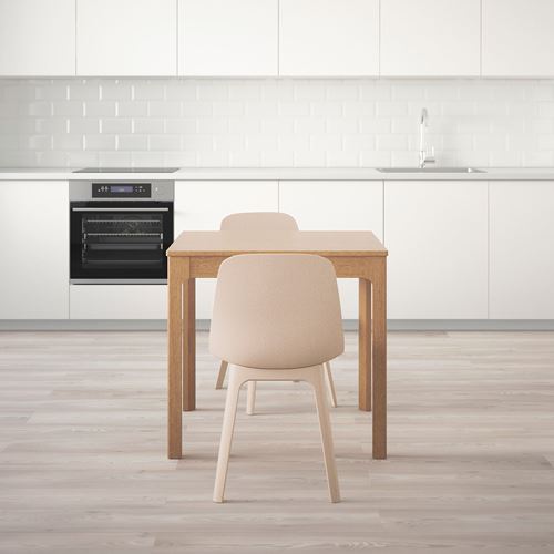 IKEA - EKEDALEN/ODGER, kitchen table set, oak-white beige, 2 chairs