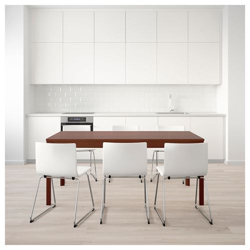 IKEA - EKEDALEN/BERNHARD, yemek masası takımı, kahverengi-Mjuk beyaz, 6 sandalyeli
