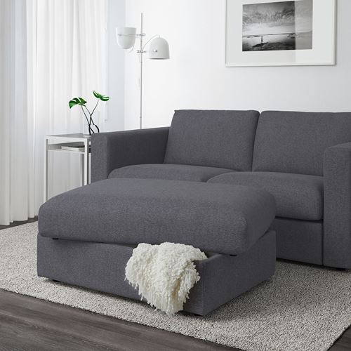 IKEA - VIMLE, pouffe with storage, Gunnared medium grey