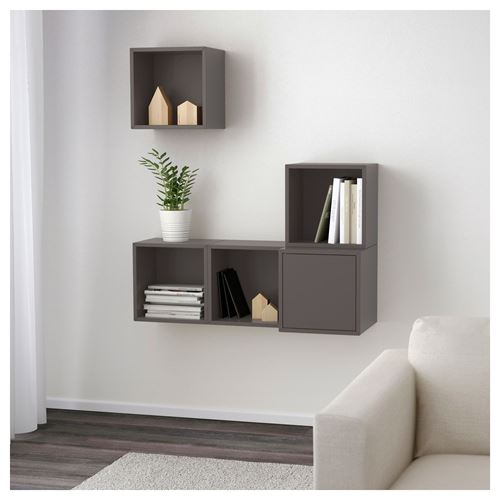 IKEA - EKET, Wall-mounted cabinet combination, dark grey, 105x35x120 cm