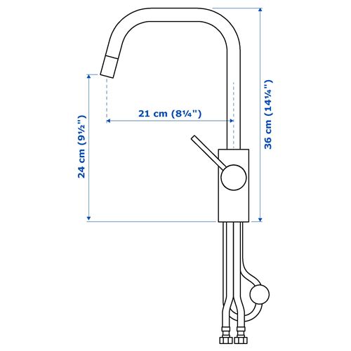 IKEA - ALMAREN, eviye bataryası, metal rengi