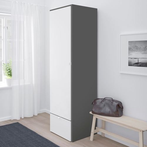 IKEA - VISTHUS, wardrobe, grey/white, 63x59x216 cm