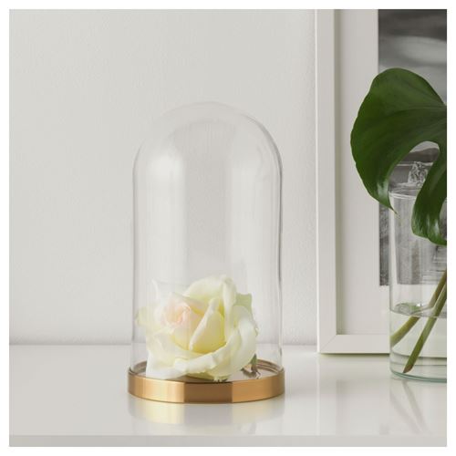 IKEA - BEGAVNING, glass dome with base, transparent, 26 cm