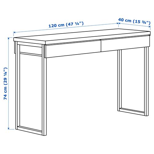 IKEA - BESTA BURS, desk, high-gloss white, 120x40 cm