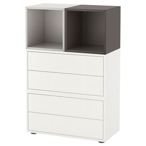 IKEA - EKET, cabinet with doors, white/light grey/dark grey, 70x35x107 cm