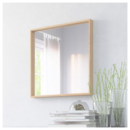 IKEA - NISSEDAL, duvar aynası, ağartılmış meşe görünümlü, 65x65 cm