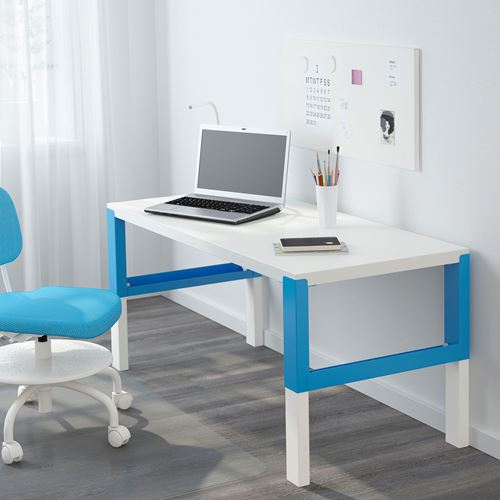 IKEA - PAHL, çocuk çalışma masası, beyaz-mavi, 128x58 cm