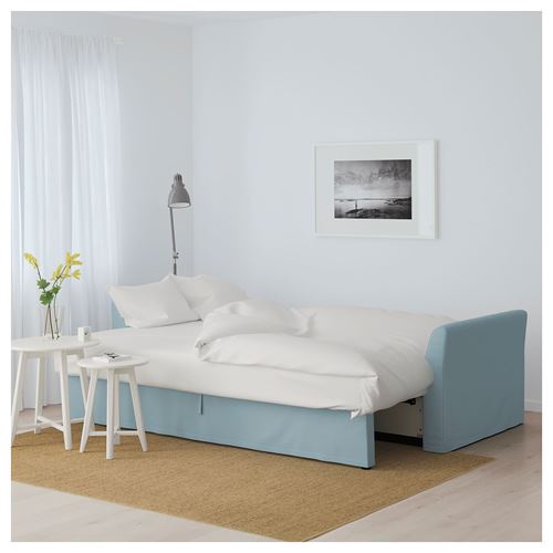 IKEA - HOLMSUND, 3-seat sofa-bed, orssta light blue