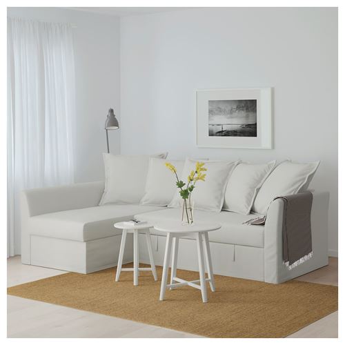 IKEA - HOLMSUND, bazalı yataklı köşe kanepe, orrsta açık beyaz-gri