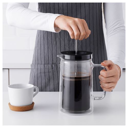 IKEA - EGENTLIG, french press, paslanmaz çelik-siyah, 0,9 lt
