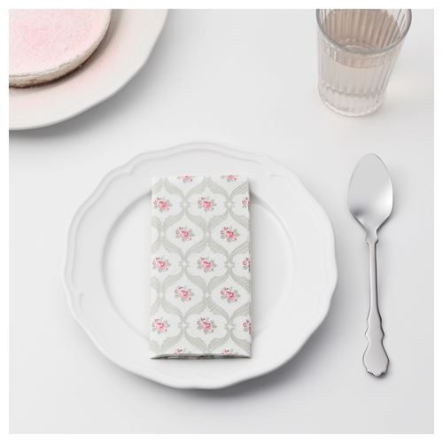 IKEA - FÖRVANTAD, patterned napkin, flower patterned, 33x33 cm