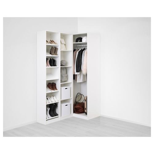 IKEA - PAX/FLISBERGET, PAX corner wardrobe, white-lighr beige, 160/88x236 cm