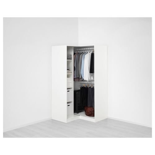 IKEA - PAX/GRIMO, PAX corner wardrobe, white, 110/110x201 cm