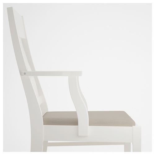 INGATORP, wooden chair with armrests, white-nordvalla beige
