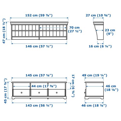 IKEA - LIATORP, tv storage unit, white, 145x49 cm