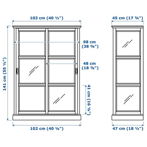 IKEA - MALSJÖ, glass-door cabinet, black, 105x141 cm