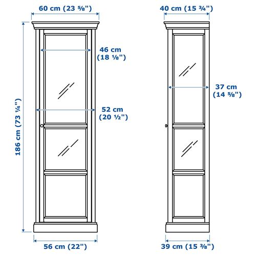 IKEA - MALSJÖ, glass-door cabinet, black, 60x186 cm