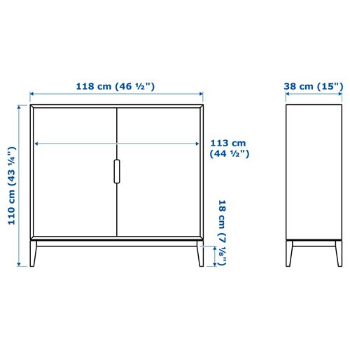 IKEA - REGISSÖR, cabinet with doors, white, 118x110 cm