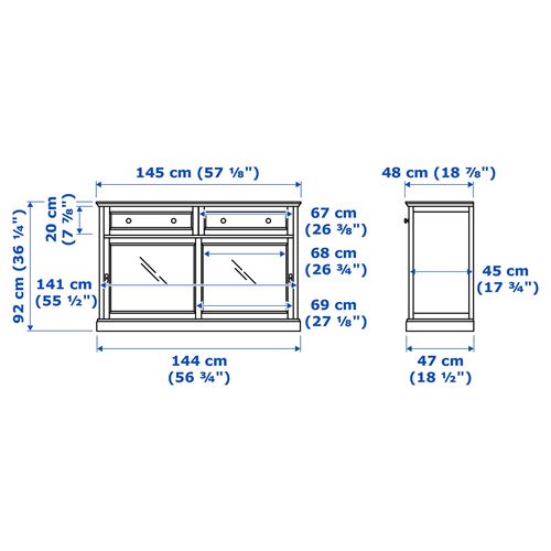 IKEA - MALSJÖ, glass-door cabinet, black, 145x92 cm