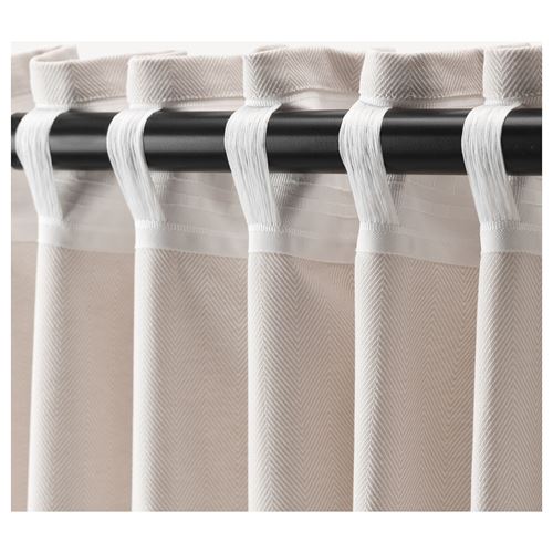 IKEA - TIBAST, background curtain, 1 pair, beige, 145x300 cm