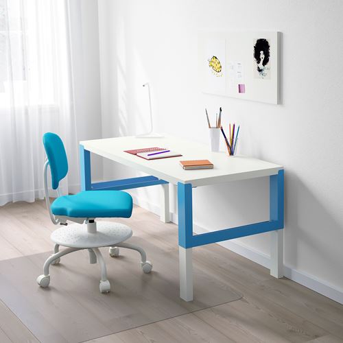 IKEA - PAHL, çocuk çalışma masası, beyaz-mavi, 128x58 cm