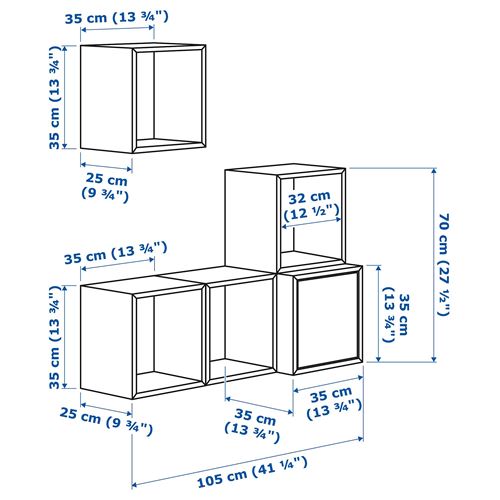 IKEA - EKET, duvar dolabı kombinasyonu, beyaz-açık gri-koyu gri, 105x35x120 cm