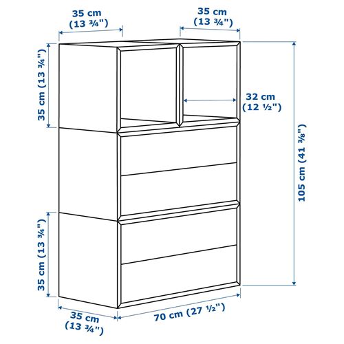 IKEA - EKET, Wall-mounted cabinet combination, white/light grey/dark grey, 70x35x105 cm