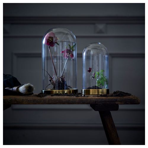 IKEA - BEGAVNING, glass dome with base, transparent, 19 cm