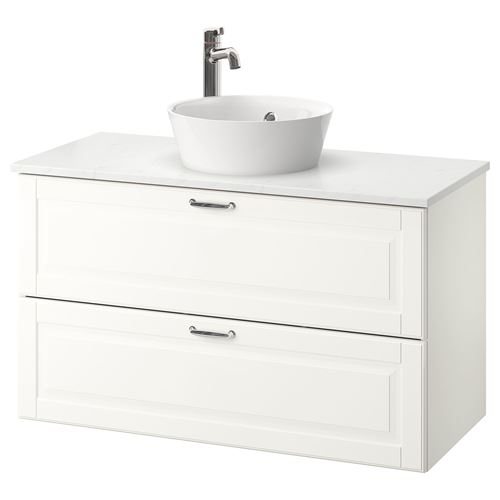 IKEA - GODMORGON/TOLKEN/KATTEVIK, lavabo dolabı kombinasyonu, beyaz, 102x49x75 cm
