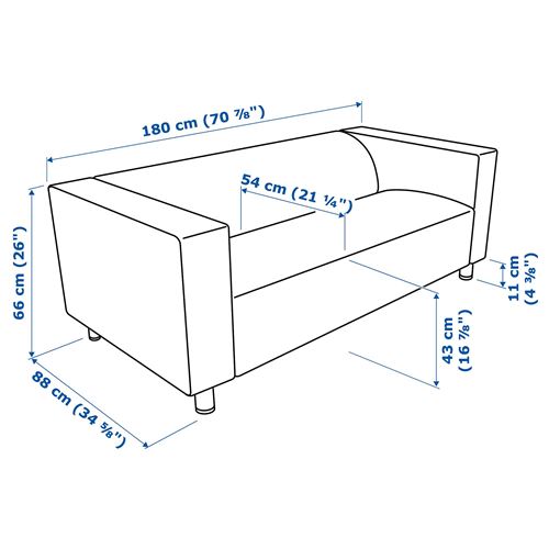 IKEA - KLIPPAN, 2'li kanepe, radbyn yeşil-beyaz